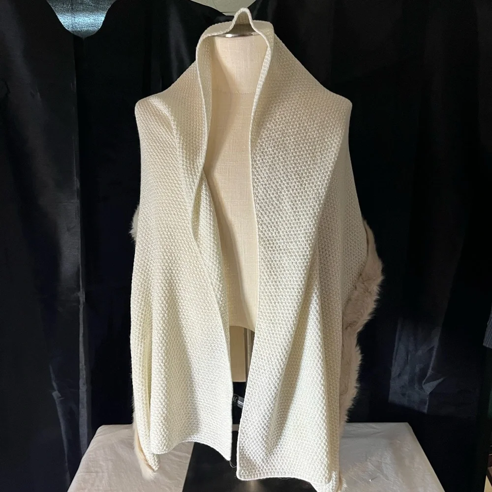 INC International Concepts Cream Knit Shawl - Picture 2 of 7